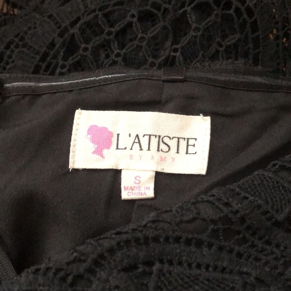 Black Lace Strapless Dress L'ATISTE - Picture 6 of 8
